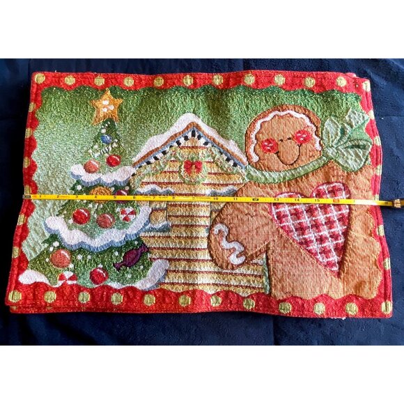 Gingerbread Christmas Tree Tapestry Decorative Holiday Placemats 18x12 Set of 4 - Picture 3 of 8